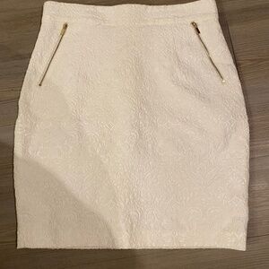 H&M White Lace Pencil Skirt w/ Gold Zipper Details